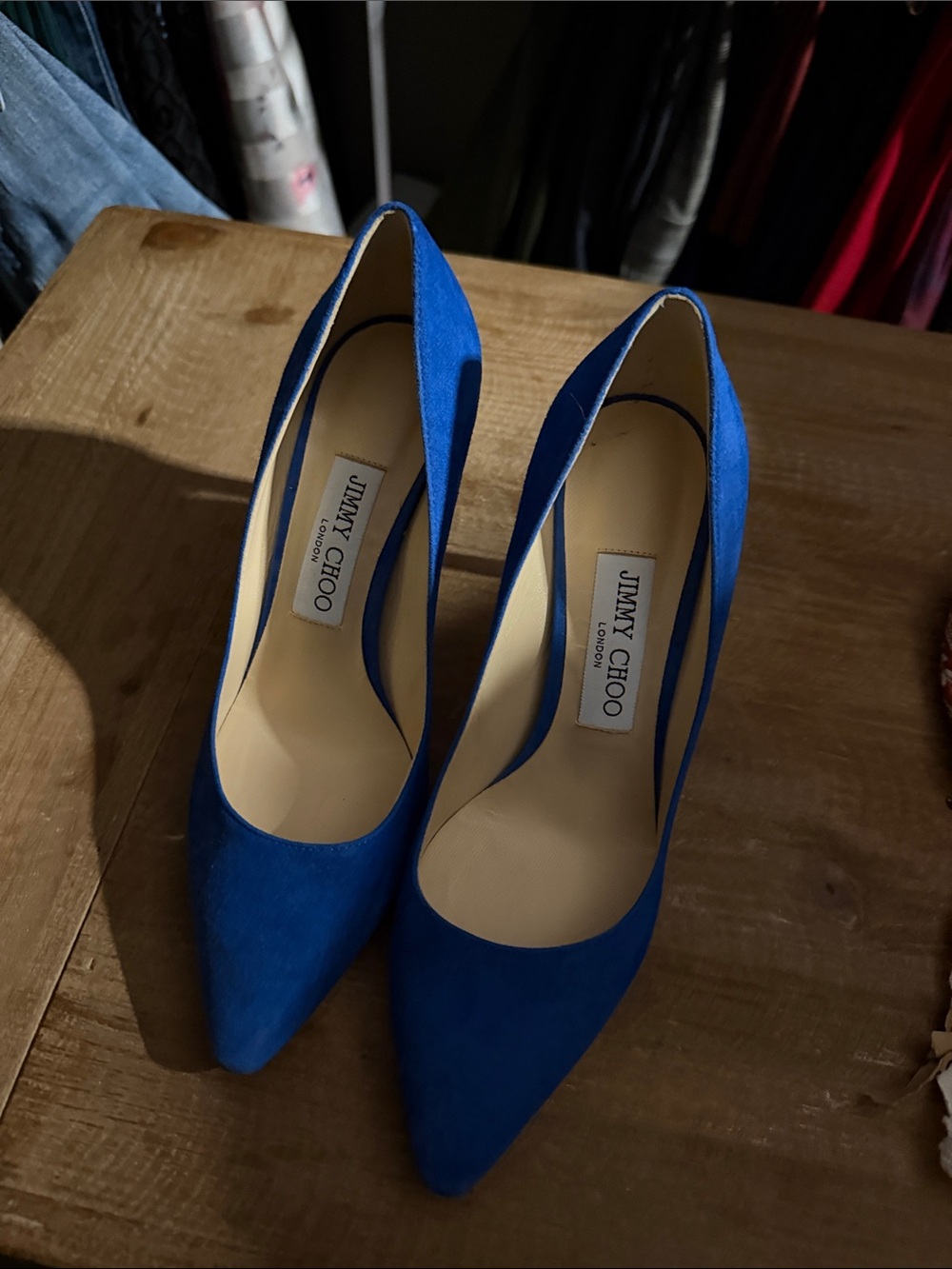 Jimmy Choo Electric Blue Pointed Toe Suede Pumps